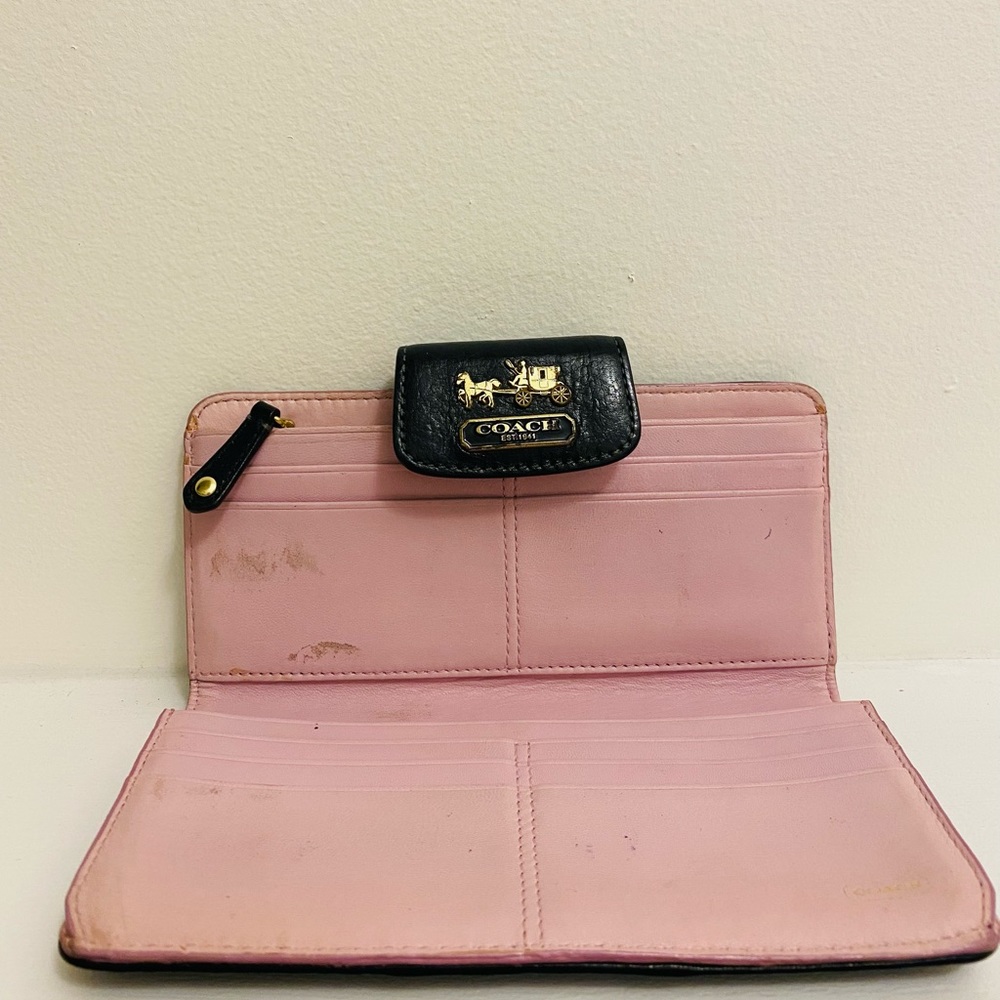 COACH clutch wallet with snap closure. Approx 3x7. Black and gold - Picture 8 of 8